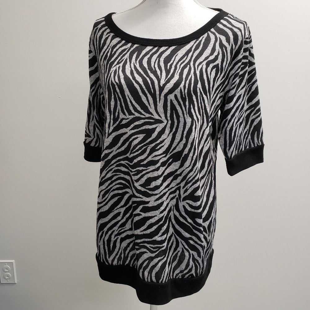 Bobbie Brooks Womens Zebra Print Sweater Top Size 1X